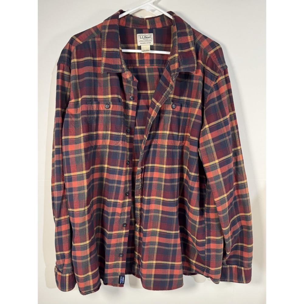 LL Bean Flannel Shirt Long Sleeve Button Up Plaid Mens XXL 2XL